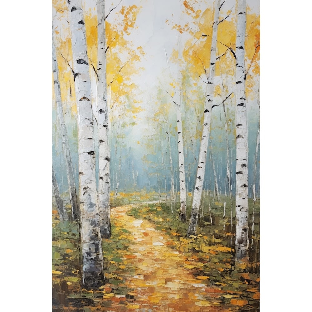Tableau de Peinture de Forêt de Bouleaux, art mural décoration nature