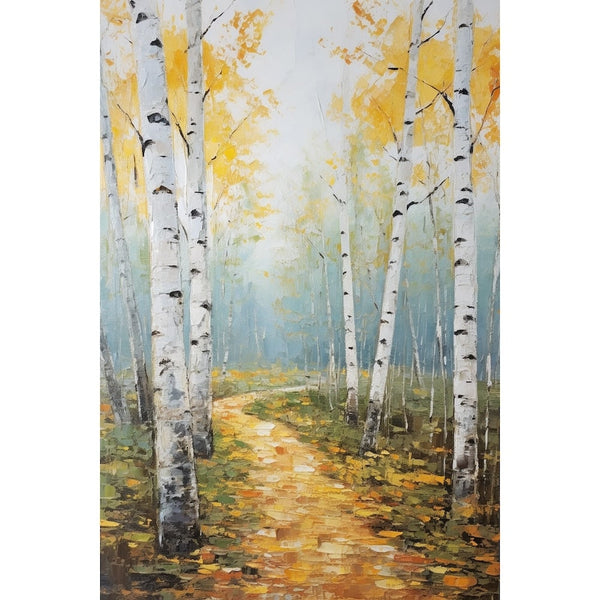 Tableau de Peinture de Forêt de Bouleaux, art mural décoration nature