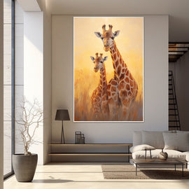 Tableau Peinture Girafe Vertical, art mural décoration nature