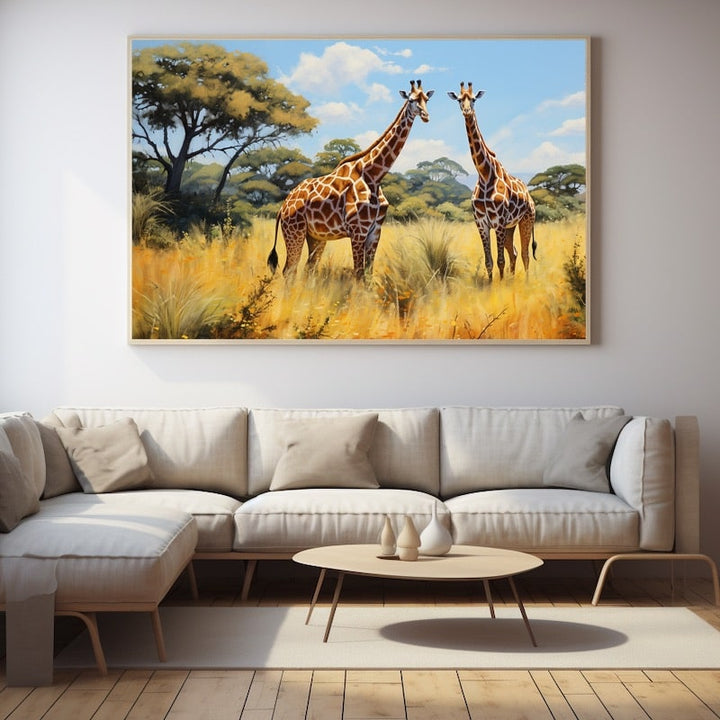 Tableau Peinture Girafe, art mural décoration nature