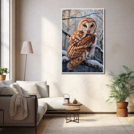 Tableau Peinture Hibou, art mural décoration nature
