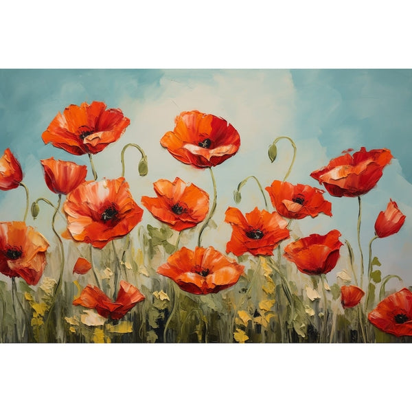 Tableau Peinture Huile Coquelicots