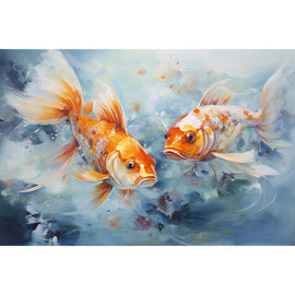 Tableau Peinture Huile sur Toile Poissons, art mural décoration nature
