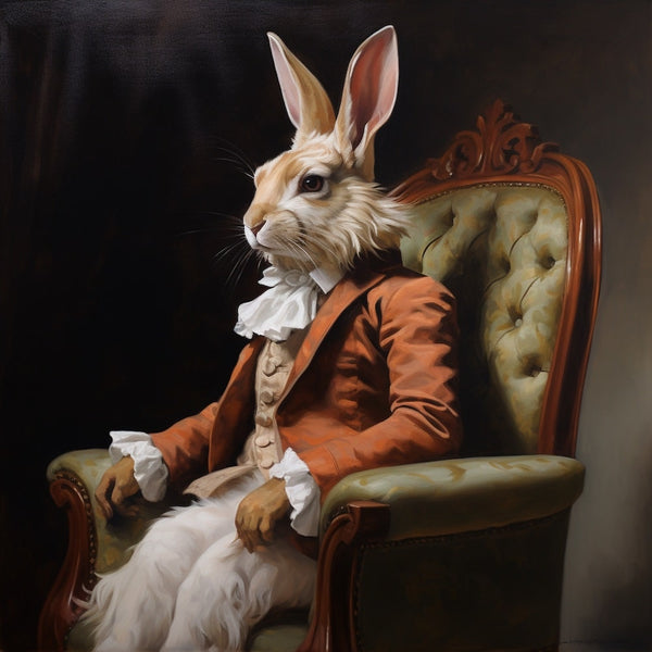 Tableau Peinture de Lapin en Costume, art mural décoration nature