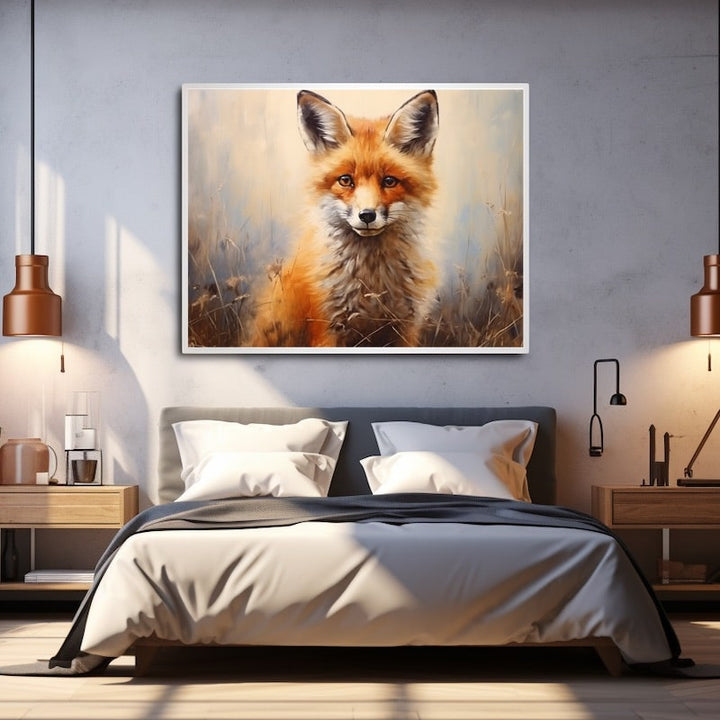 Tableau Renard dans les Herbes, art mural décoration nature