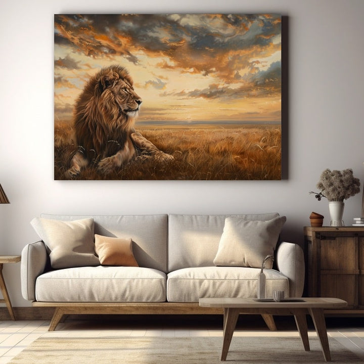Tableau Peinture Lion, art mural décoration nature
