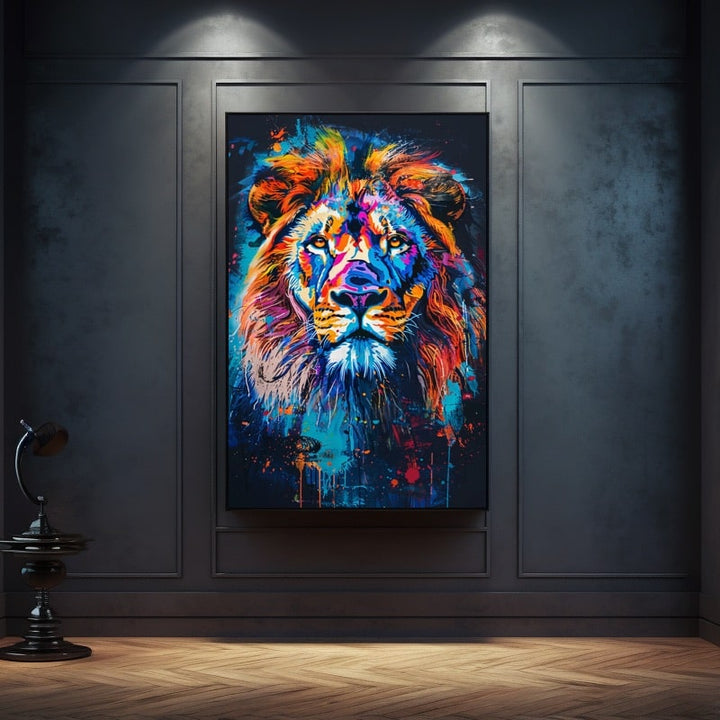 Tableau Peinture Lion Couleur, art mural décoration nature