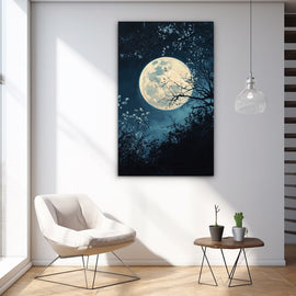 Tableau Peinture Lune, art mural décoration nature