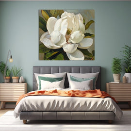 Tableau Peinture Magnolia, art mural décoration nature
