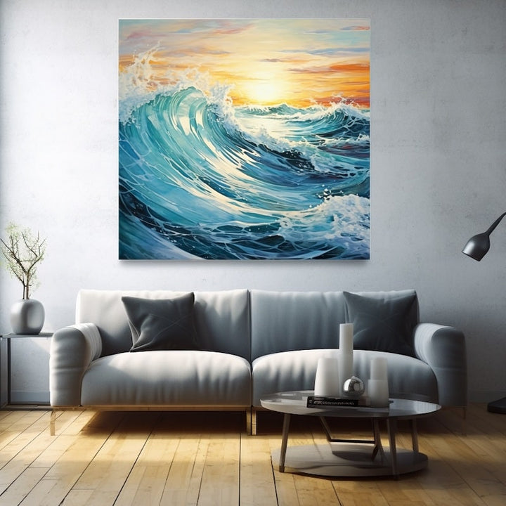 Tableau Peinture Mer Moderne, art mural décoration nature