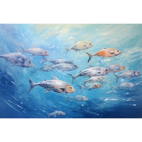 Tableau de Peinture de Mer et Poissons, art mural décoration nature