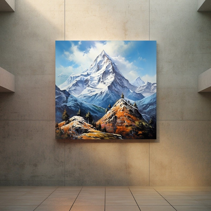 Tableau Peinture Montagne, art mural décoration nature