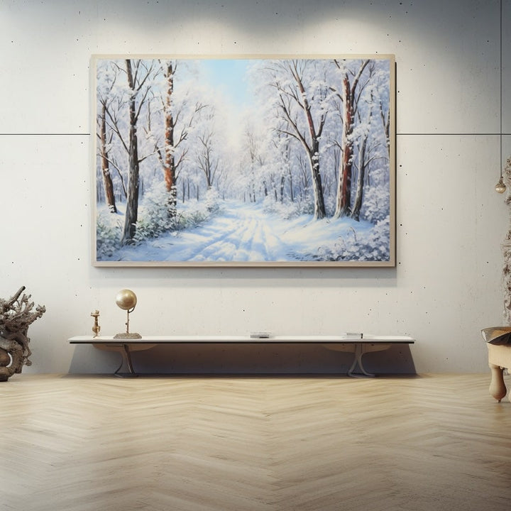Tableau Peinture Neige, art mural décoration nature