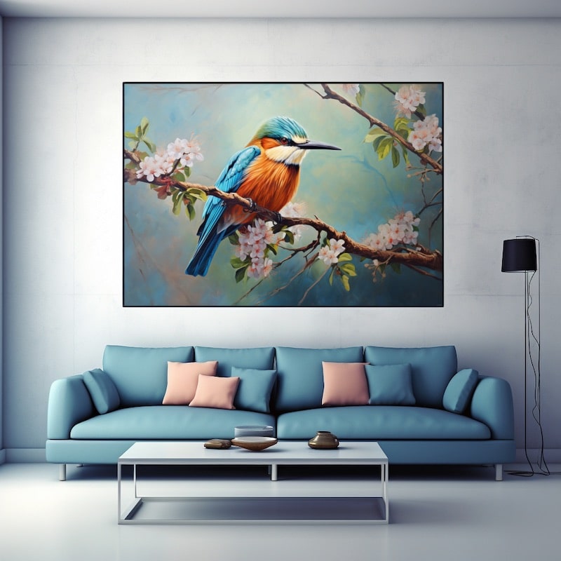 Tableau Peinture Oiseau Et Fleur