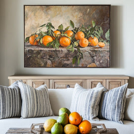 Tableau Peinture Orange, art mural décoration nature