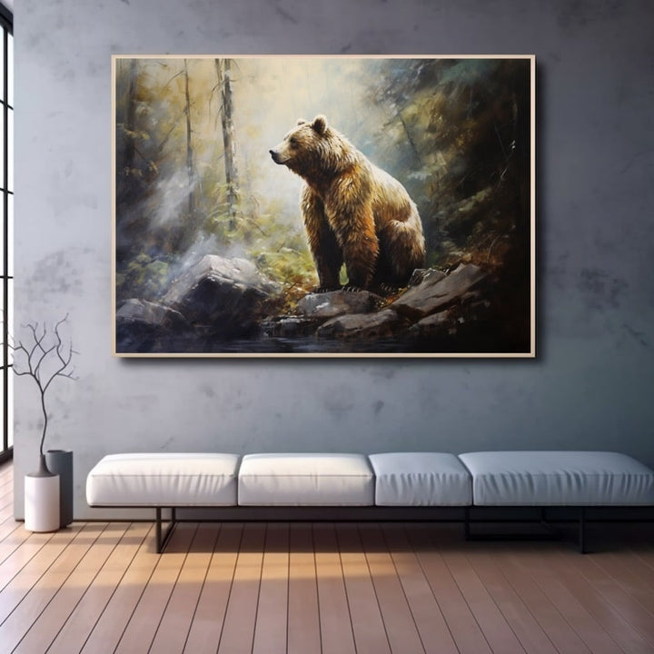 Tableau Peinture Ours, art mural décoration nature
