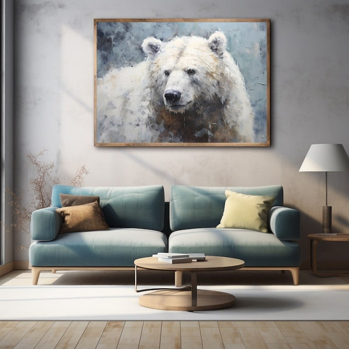 Tableau Peinture Ours Blanc, art mural décoration nature
