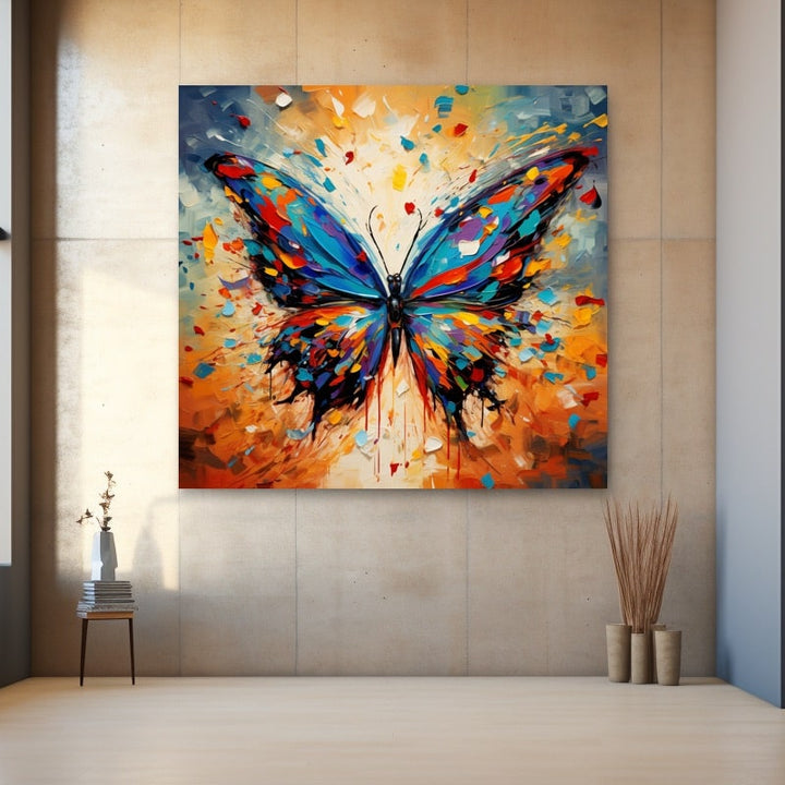 Tableau Peinture Papillon Abstrait, art mural décoration nature
