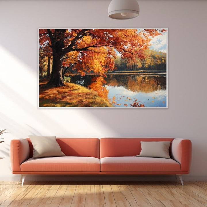 Tableau Peinture Paysage Automne, art mural décoration nature