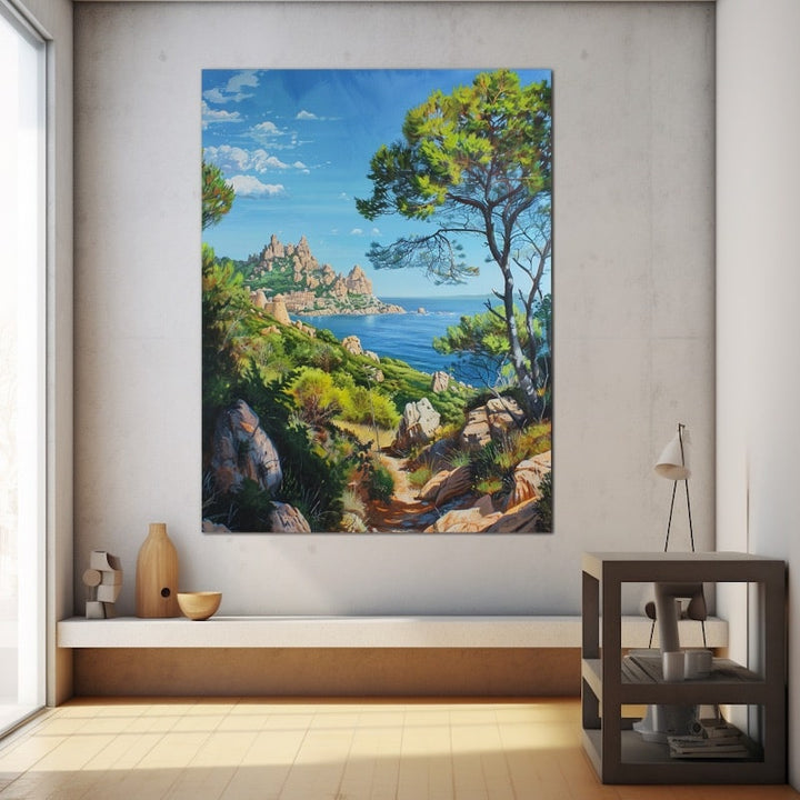 Tableau Peinture Paysage Corse, art mural décoration nature