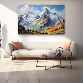 Tableau Peinture Paysage de Montagne, art mural décoration nature