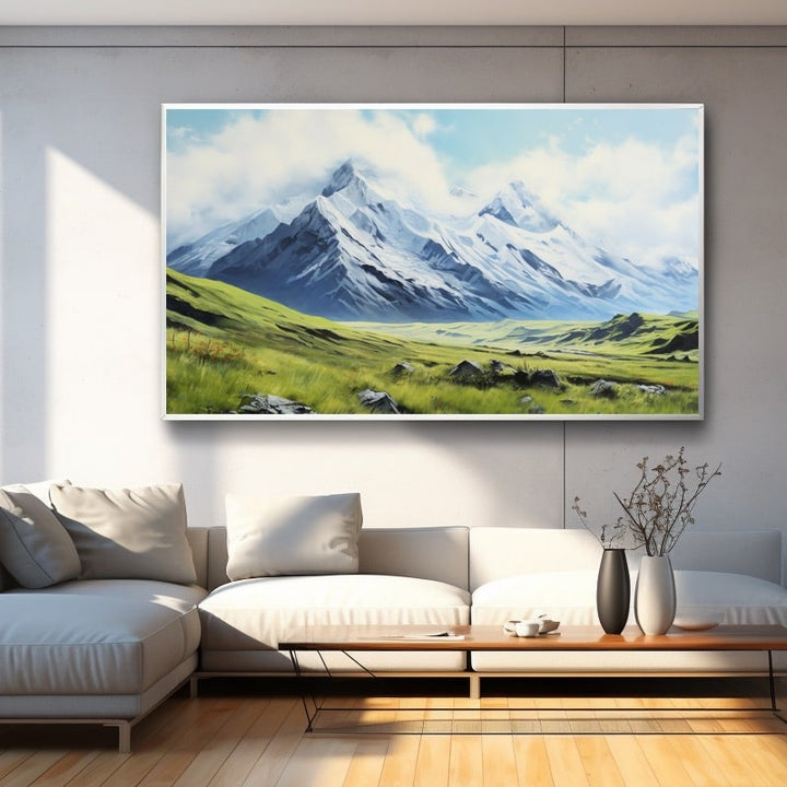 Tableau Alpage Verdoyant Panoramique, art mural décoration nature