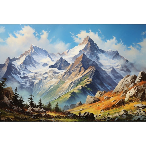 Tableau Peinture Paysage de Montagne, art mural décoration nature