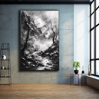 Thumbnail for Tableau Peinture Paysage Noir Et Blanc