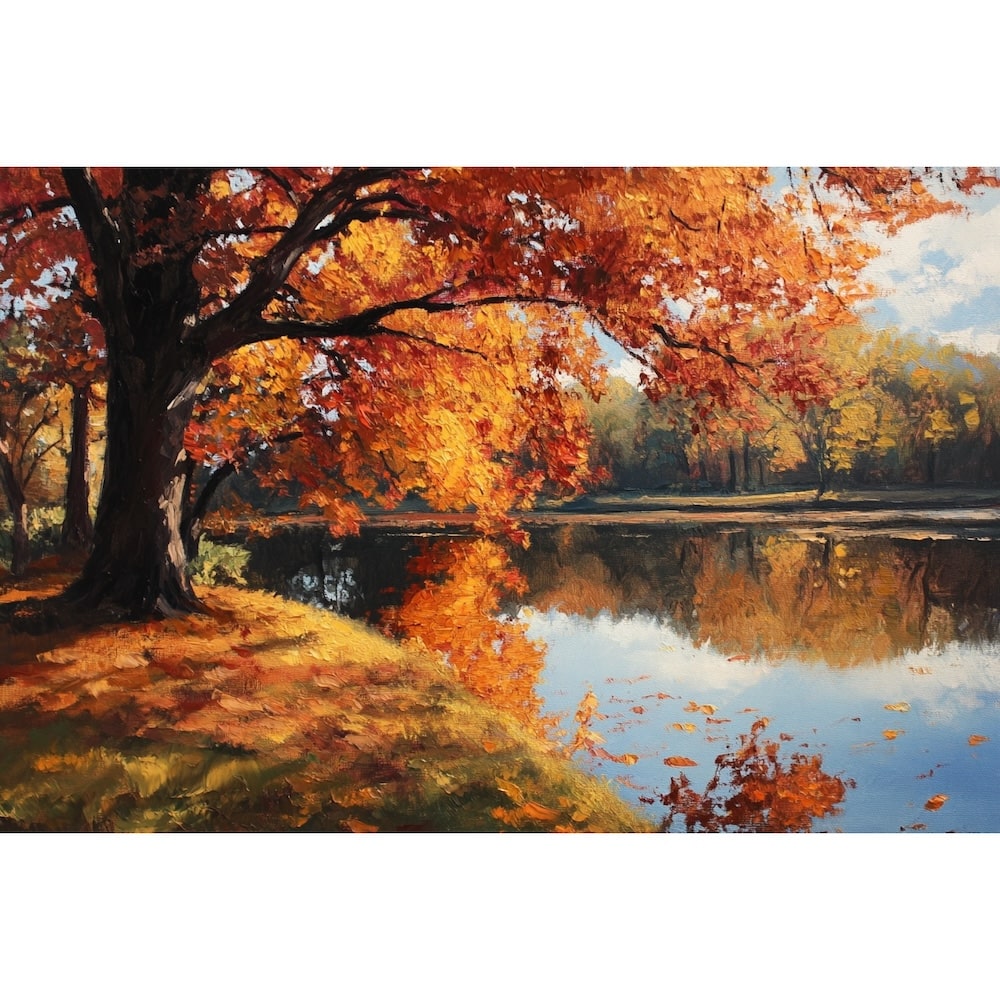 Tableau Peinture Paysage Automne, art mural décoration nature