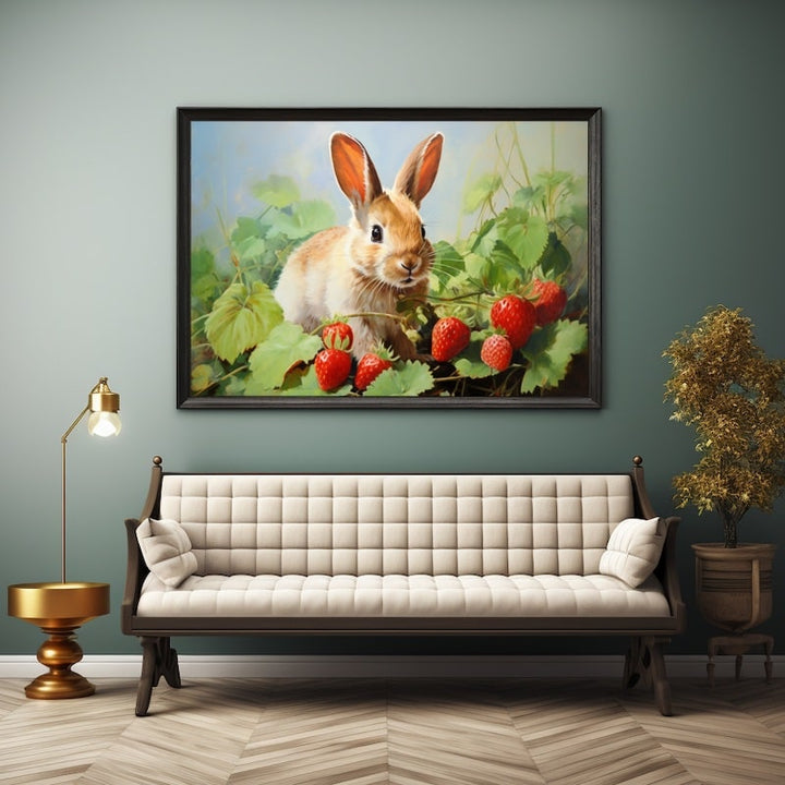Tableau Peinture Petit Lapin, art mural décoration nature