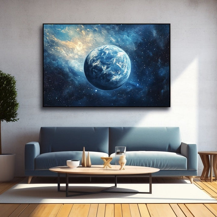 Tableau Peinture Planète, art mural décoration nature