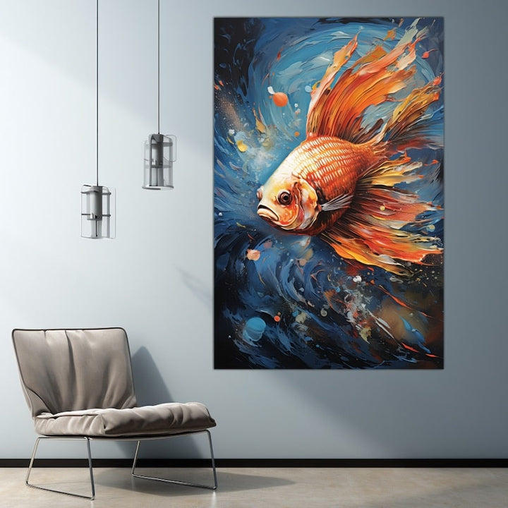 Tableau Peinture Poisson, art mural décoration nature