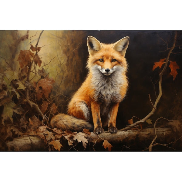 Tableau Renard aux Feuilles Mortes, art mural décoration nature