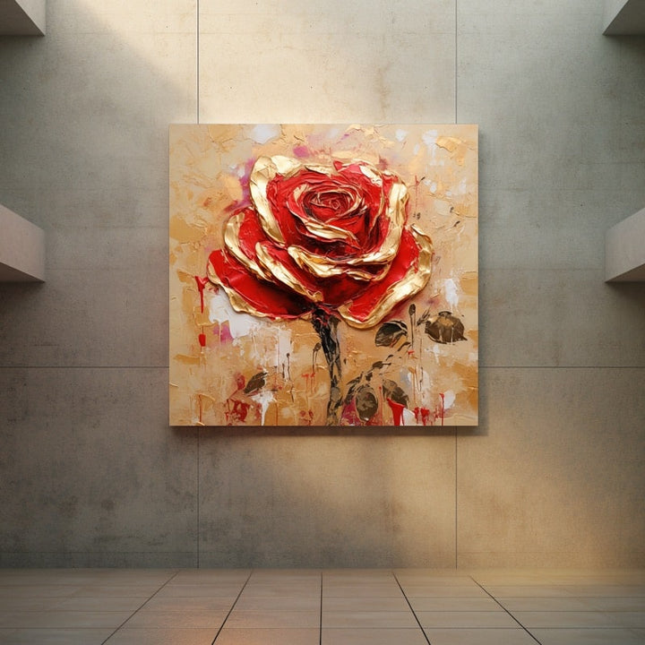 Tableau Peinture Rose, art mural décoration nature