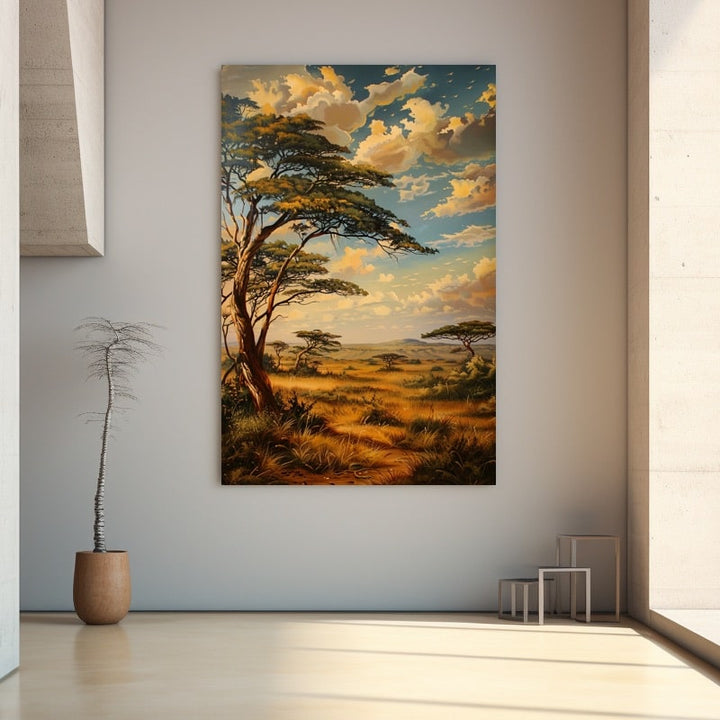 Tableau Peinture Savane, art mural décoration nature