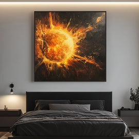 Tableau Peinture Soleil, art mural décoration nature
