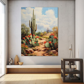 Tableau Peinture sur Toile Cactus, art mural décoration nature