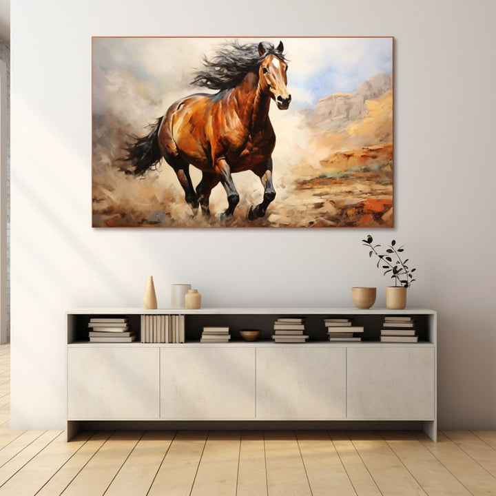 Tableau Peinture sur Toile Cheval, art mural décoration nature