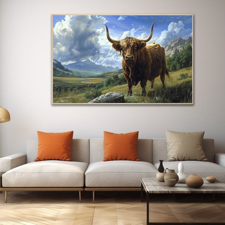 Tableau Vache Highland Rousse, art mural décoration nature