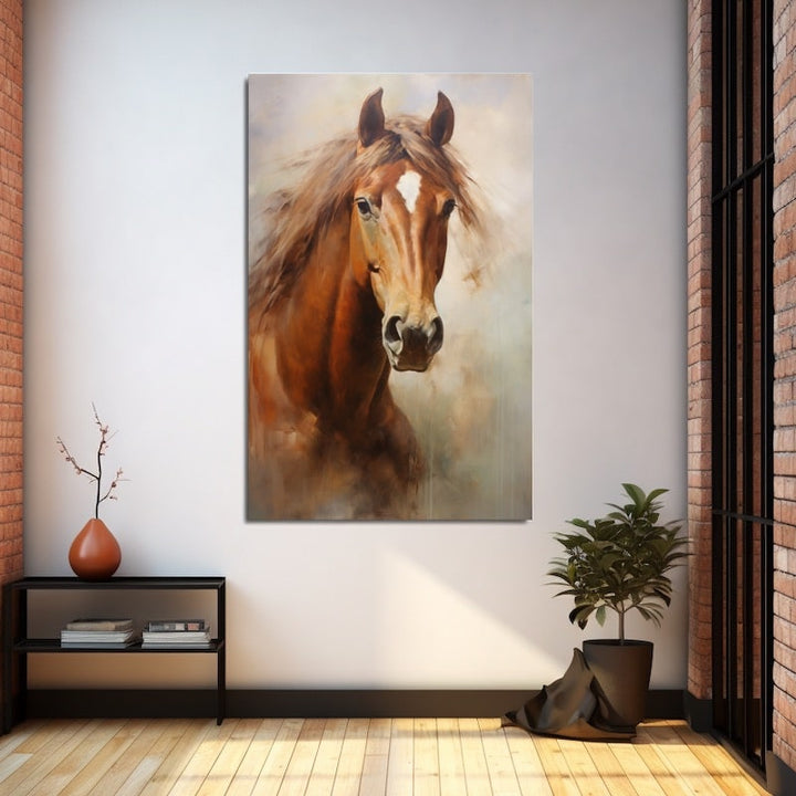Tableau Peinture Tête de Cheval, art mural décoration nature