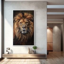 Tableau Peinture Tête de Lion, art mural décoration nature