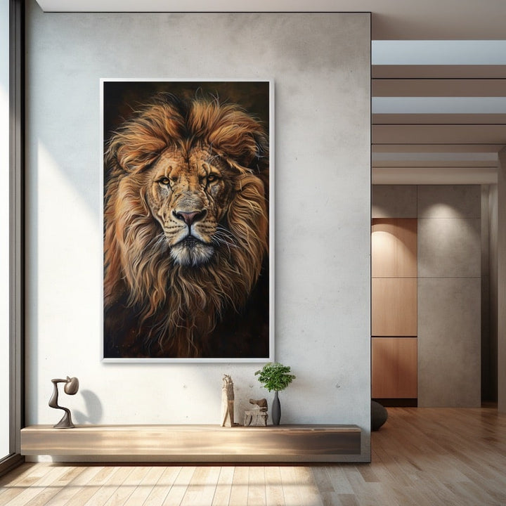 Tableau Peinture Tête de Lion, art mural décoration nature
