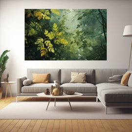 Tableau Peinture Thème Feuilles, art mural décoration nature