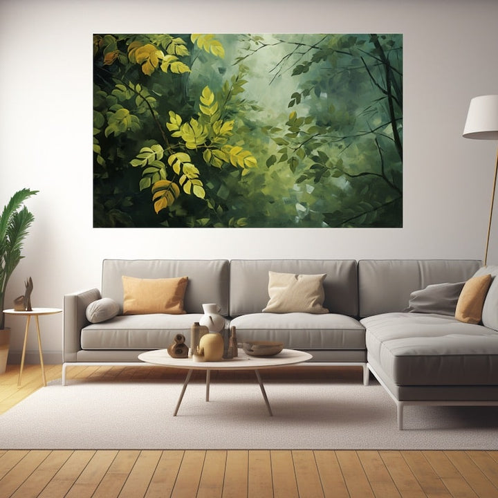 Tableau Peinture Thème Feuilles, art mural décoration nature