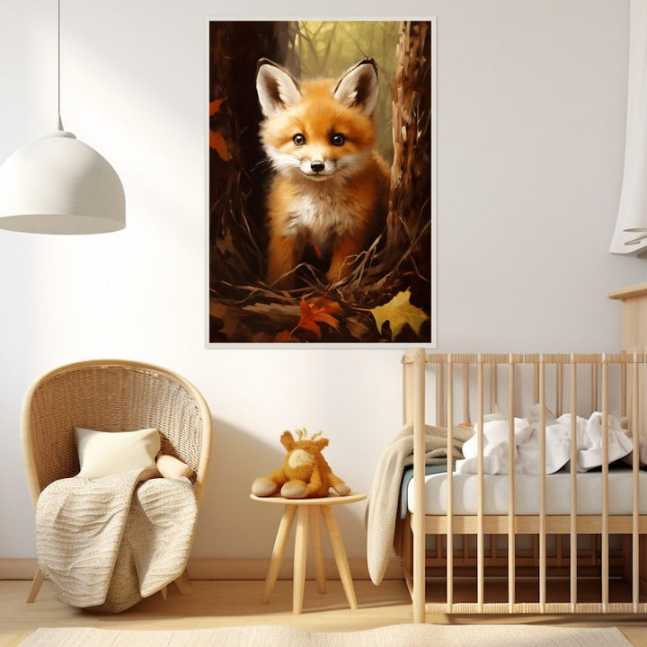 Tableau Peinture Thème Renard Chambre Bébé, art mural décoration nature