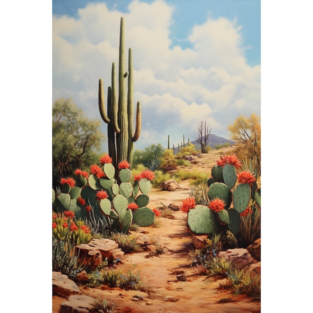 Tableau Peinture sur Toile Cactus, art mural décoration nature