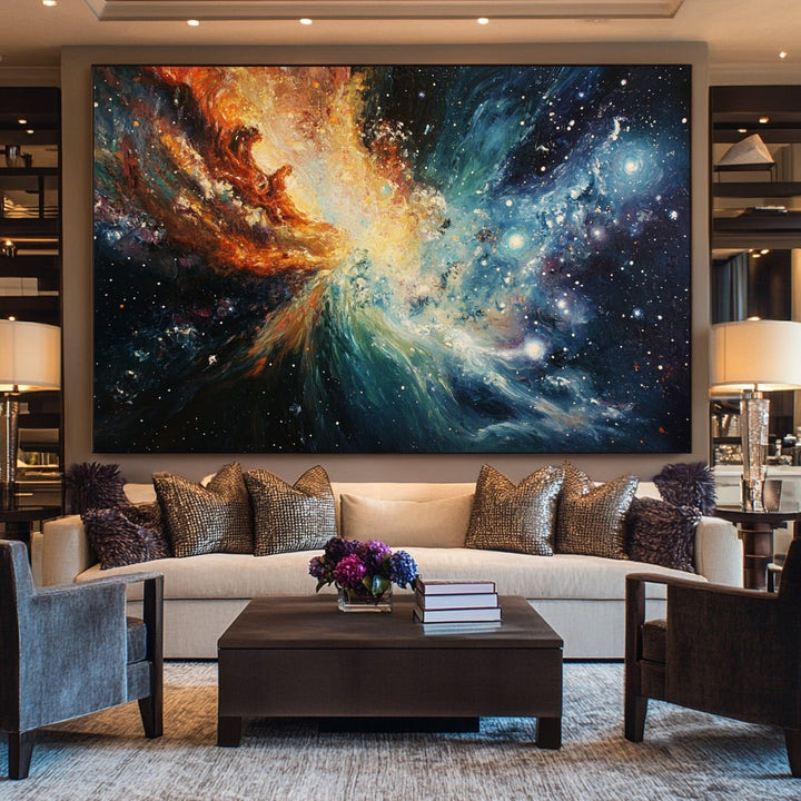 Tableau Peinture Univers, art mural décoration nature