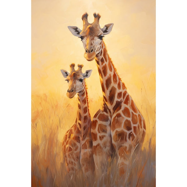 Tableau Peinture Girafe Vertical, art mural décoration nature