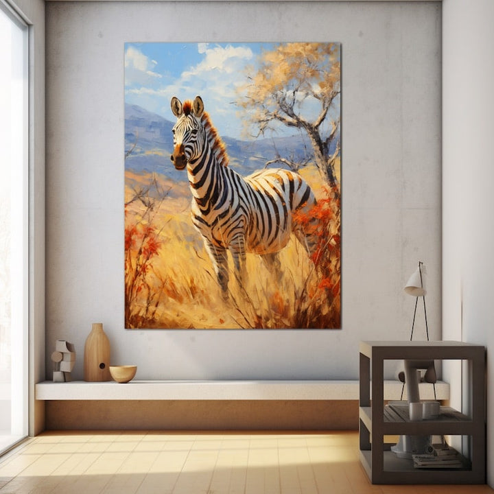 Tableau Peinture Zèbre, art mural décoration nature