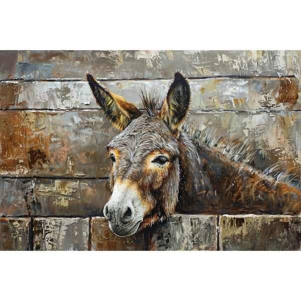 Tableau Peinture Ane, art mural décoration nature